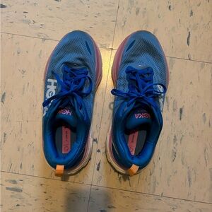 Blue and pink hoka bondi 8